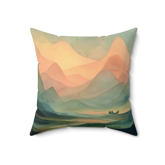 Dawn Valley Peaks - Spun Polyester Square Pillow