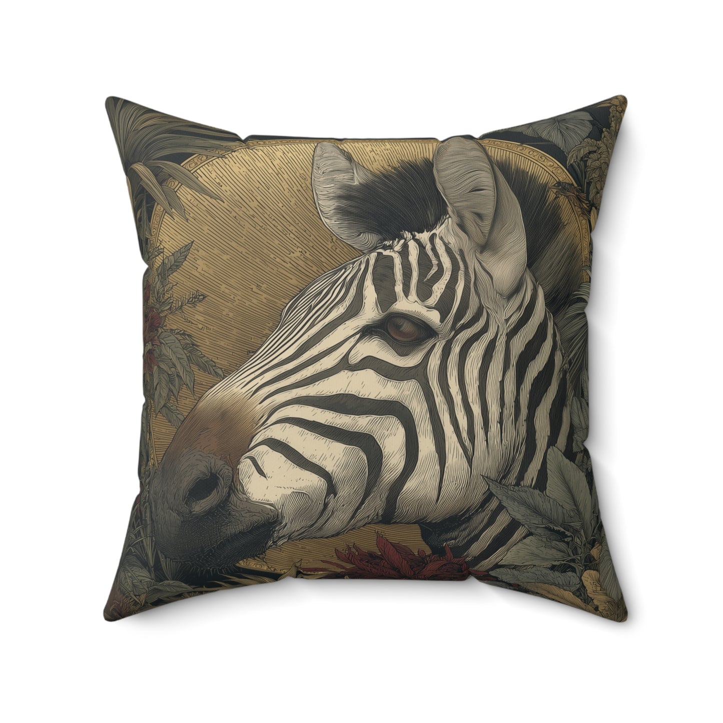 Golden Dawn Zebra - Faux Suede Square Pillow