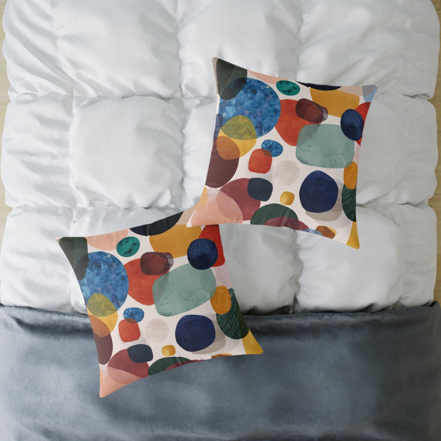 Retro Bubble Play - Square Poly Canvas Pillow