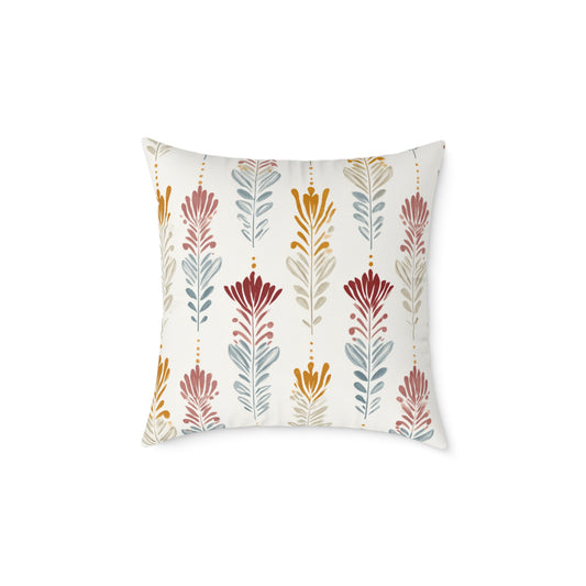 Ember Wildflower Ikat - Square Poly Canvas Pillow