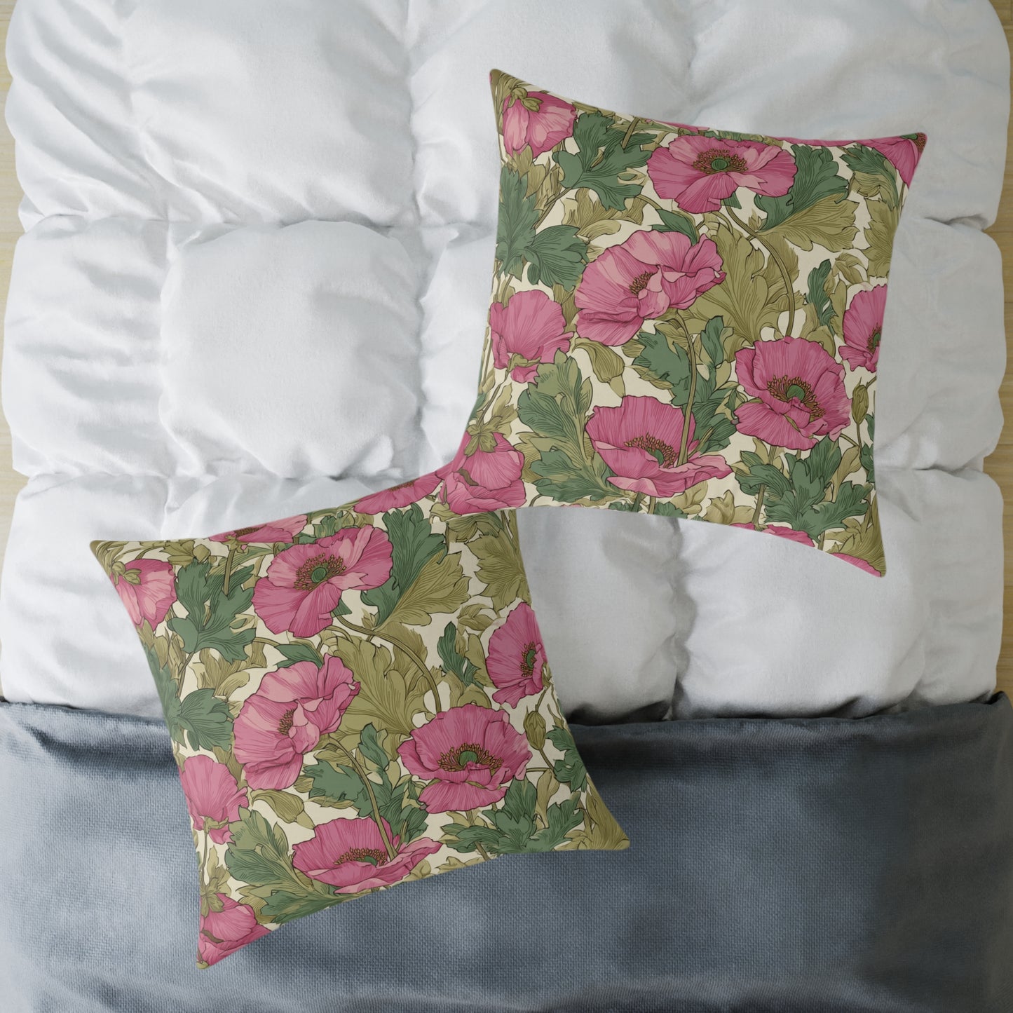 Blush Petal Canopy - Square Poly Canvas Pillow