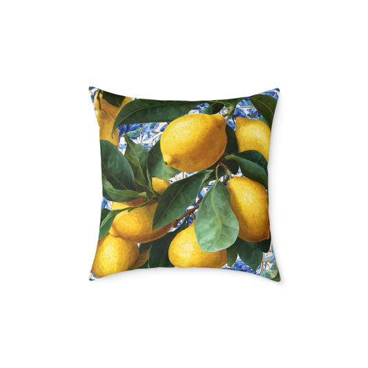 Lemon Grove Abundance - Square Poly Canvas Pillow