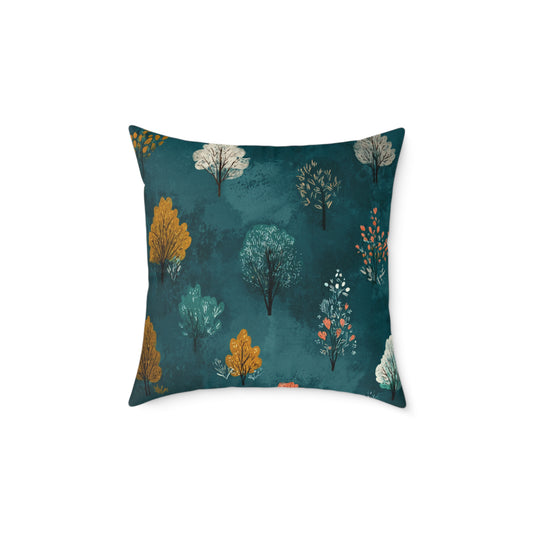 Autumn Orchard Night - Square Poly Canvas Pillow