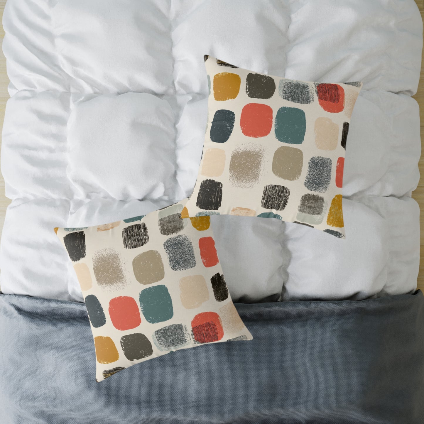 Painted Squares - Square Poly Canvas Pillow