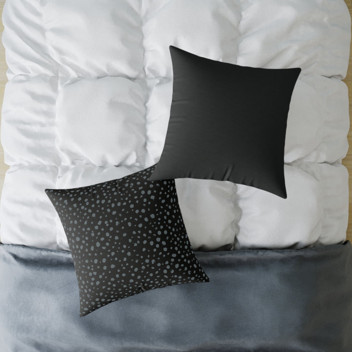 Pebble Scatter - Midnight - Square Poly Canvas Pillow