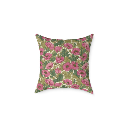 Roseleaf Garden Romance - Square Poly Canvas Pillow