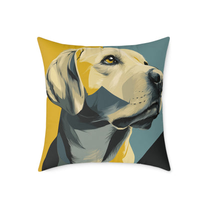 Golden Labrador - Square Poly Canvas Pillow