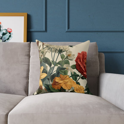 Sunlit Wildflower Bouquet - Square Poly Canvas Pillow