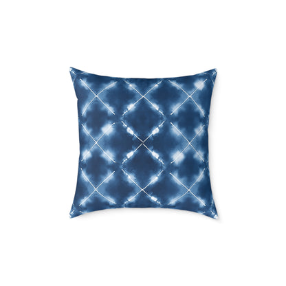 Aegean Ripple Shibori - Square Poly Canvas Pillow