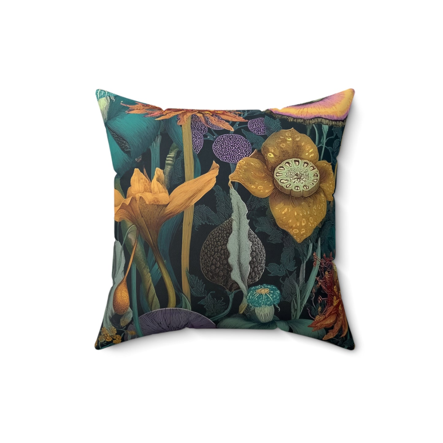 Midnight Bloom - Faux Suede Square Pillow