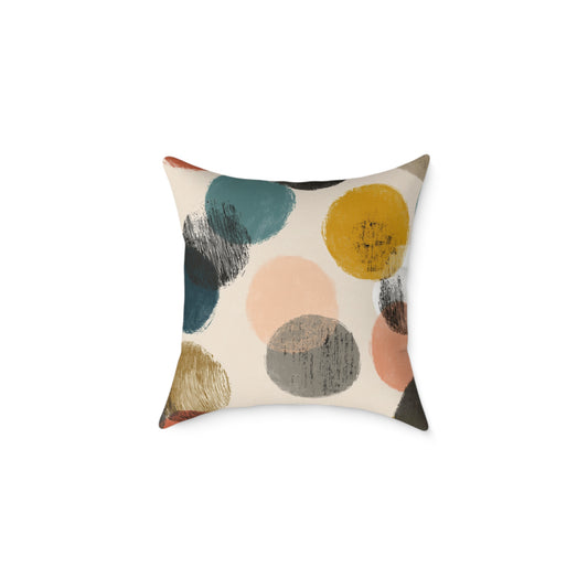 Retro Brushed Spots - Square Poly Canvas Pillow