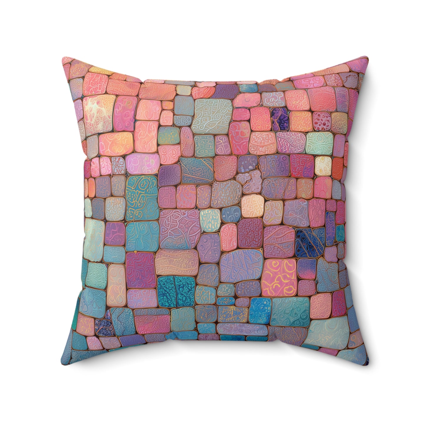 Sunset Tile Mosaic - Spun Polyester Square Pillow