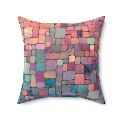 Sunset Tile Mosaic - Spun Polyester Square Pillow