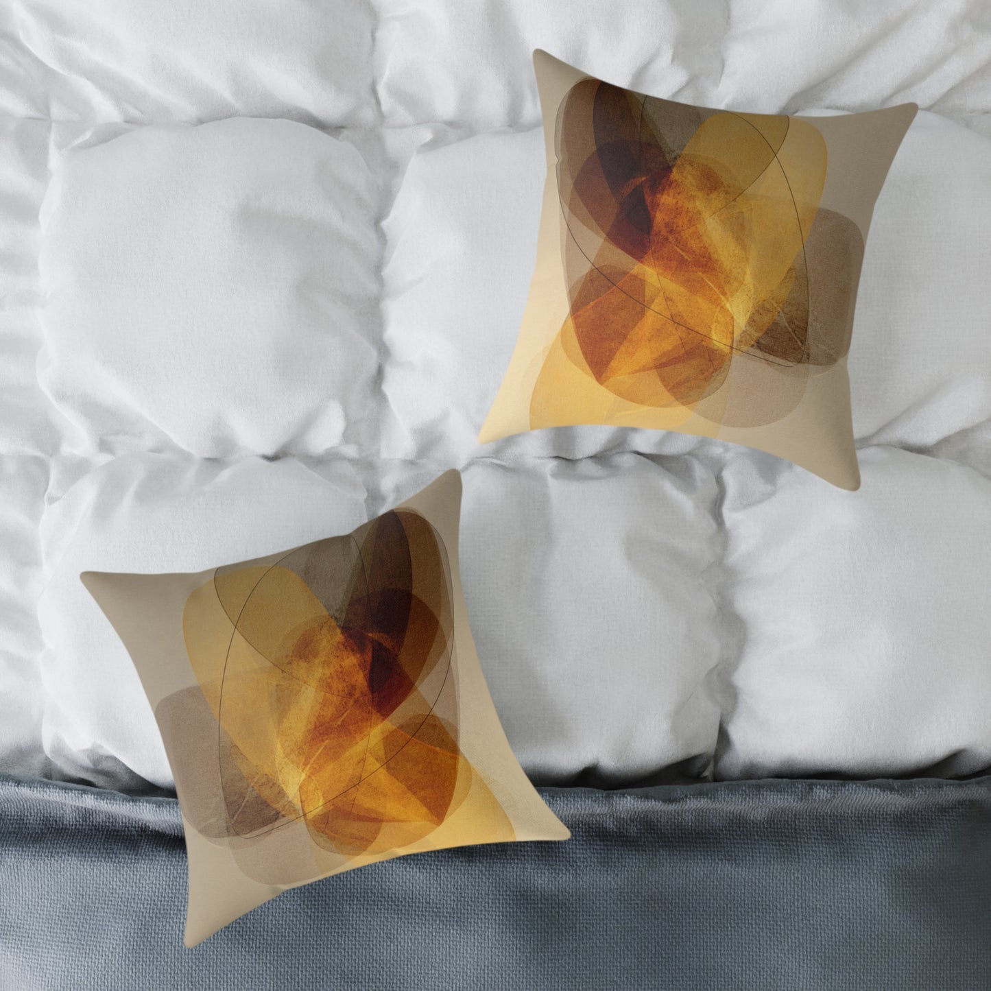 Amber Float Shapes - Square Poly Canvas Pillow