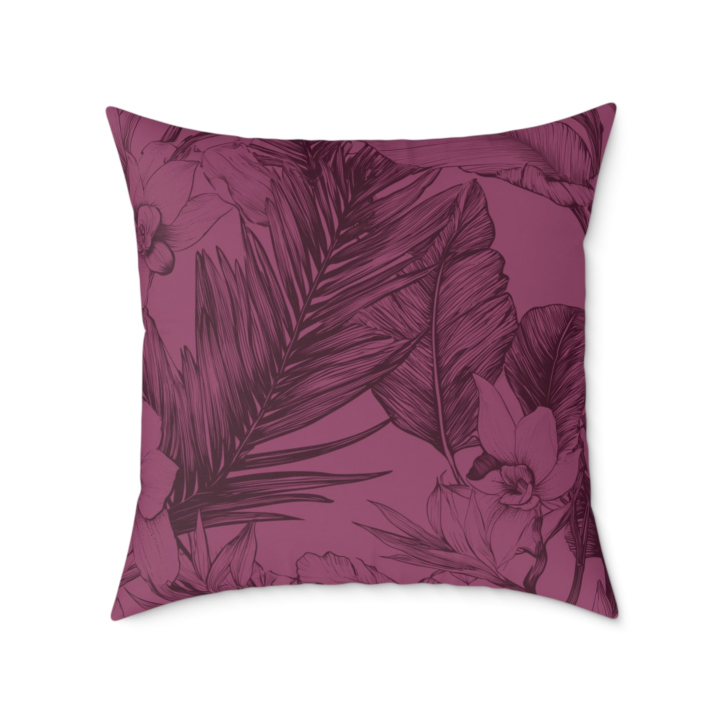 Mulberry Jungle Sketch - Square Poly Canvas Pillow