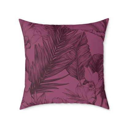 Mulberry Jungle Sketch - Square Poly Canvas Pillow