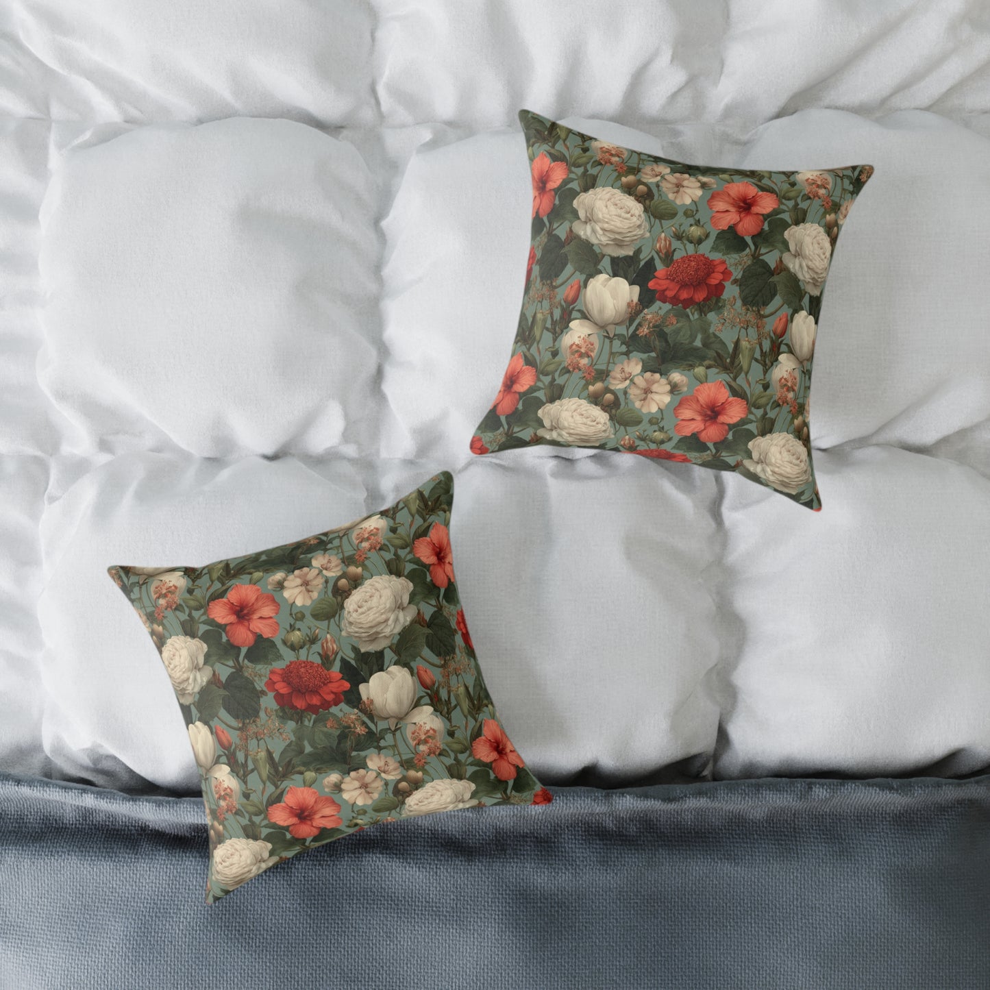 Blossom Meadow Tapestry - Square Poly Canvas Pillow