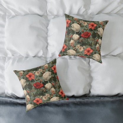 Blossom Meadow Tapestry - Square Poly Canvas Pillow