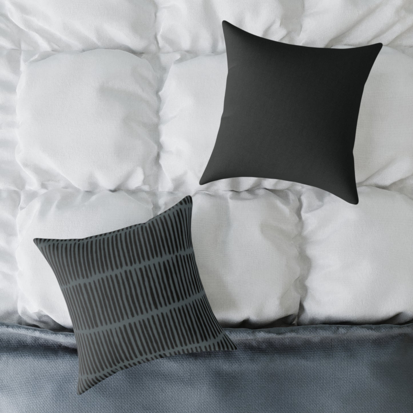 Loom Lines - Slate - Midnight - Square Poly Canvas Pillow