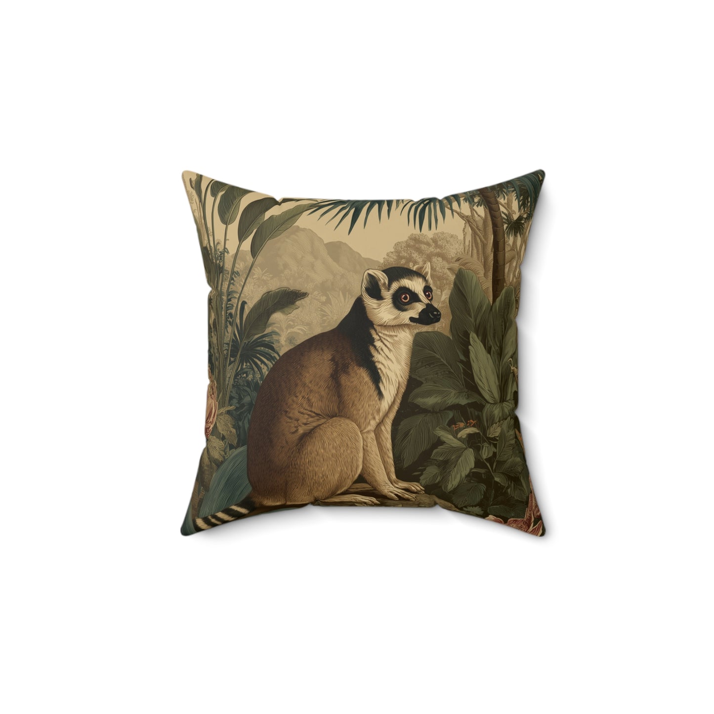 Lemur Forest Watcher - Faux Suede Square Pillow