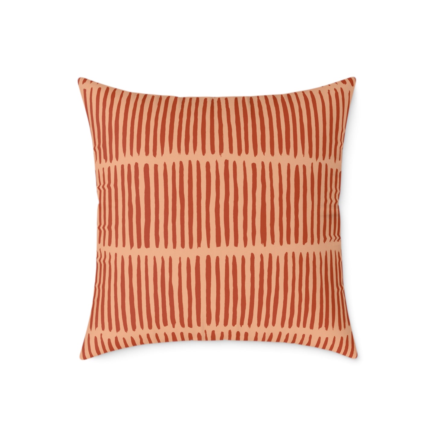 Loom Lines - Coral - Square Poly Canvas Pillow