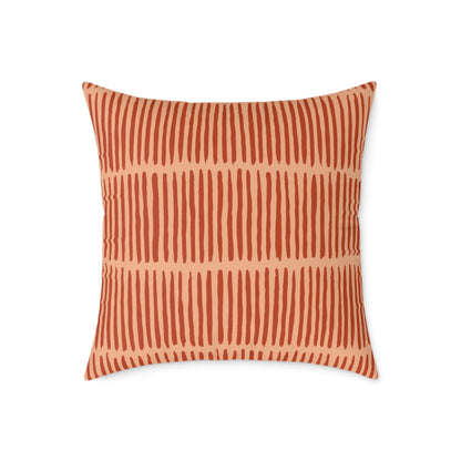 Loom Lines - Coral - Square Poly Canvas Pillow