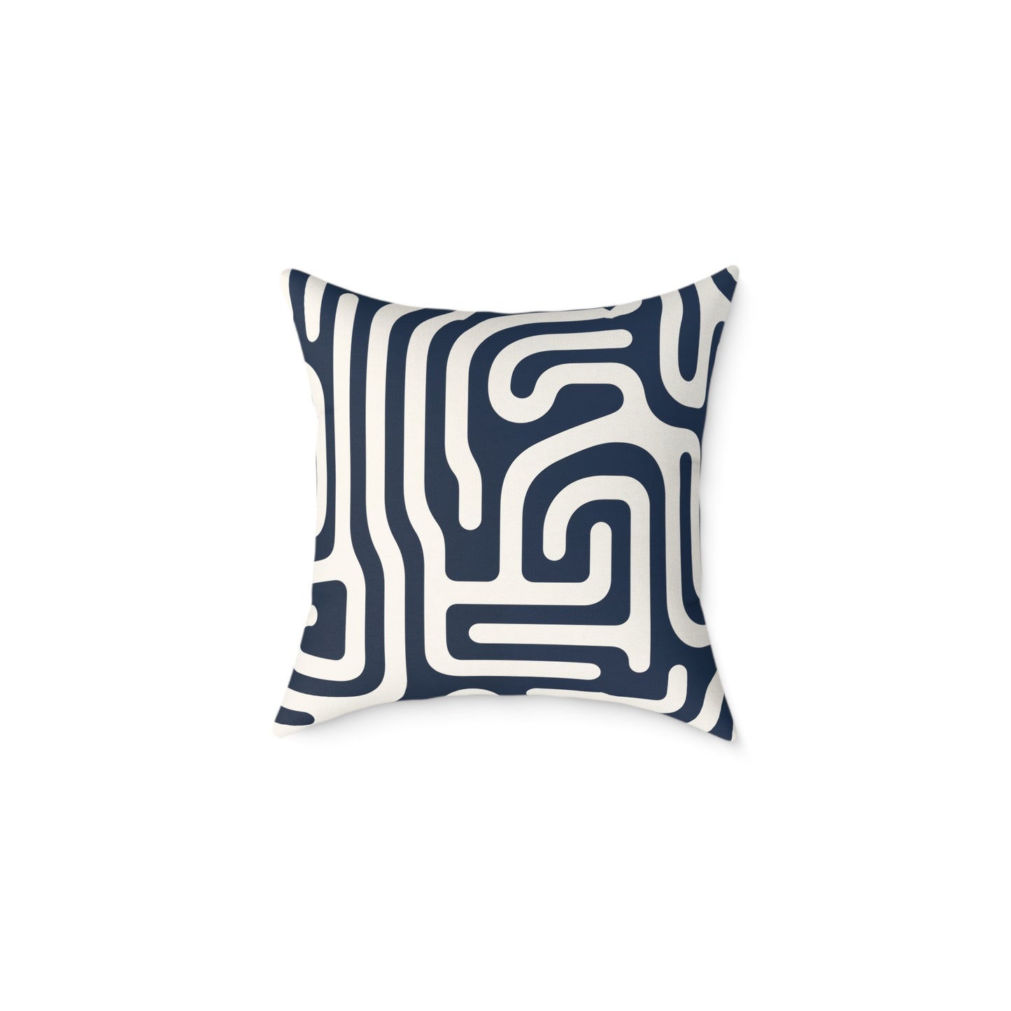 Labyrinth – Navy - Square Poly Canvas Pillow