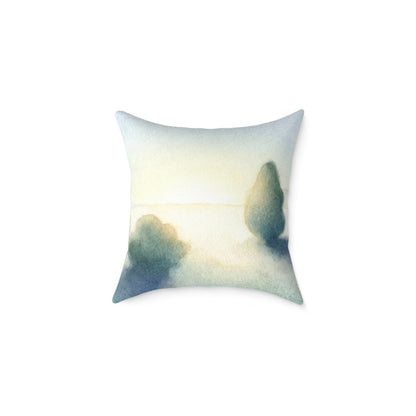 Pastel Tree Mist - Square Poly Canvas Pillow