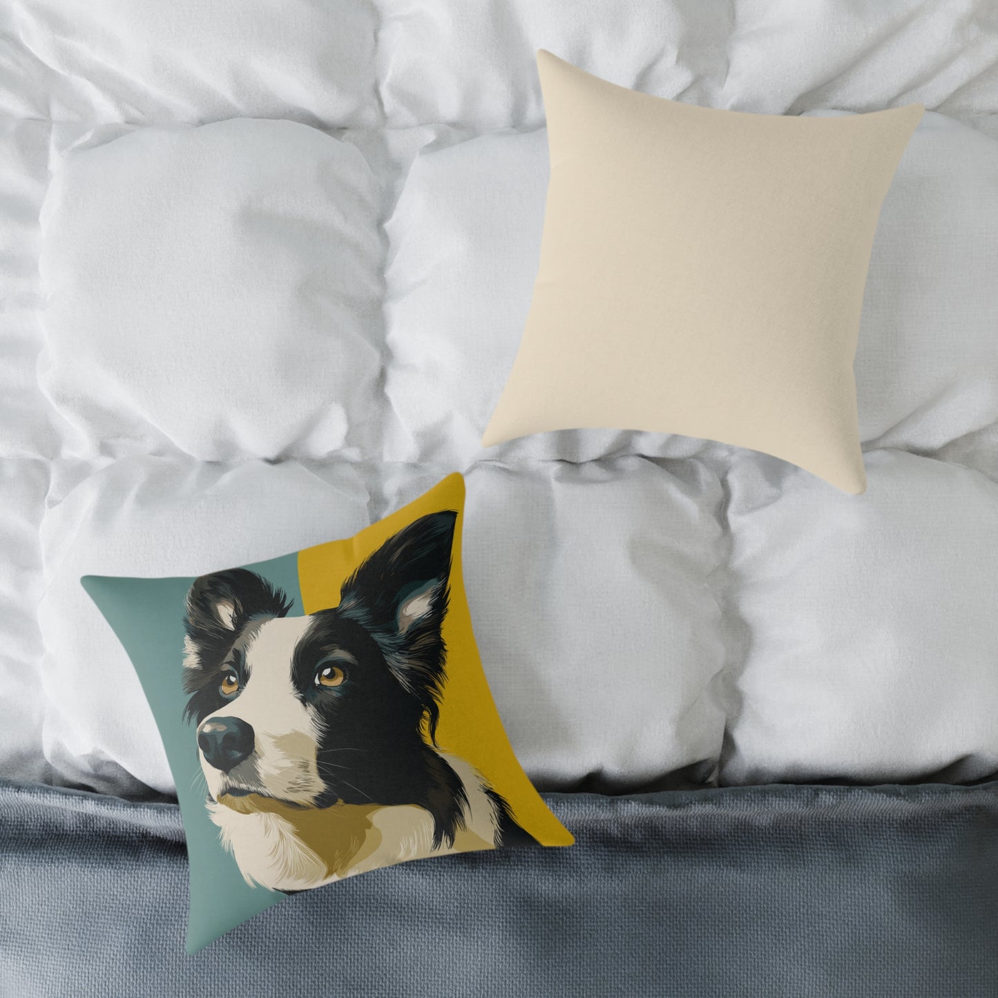 Border Collie Muse - Square Poly Canvas Pillow