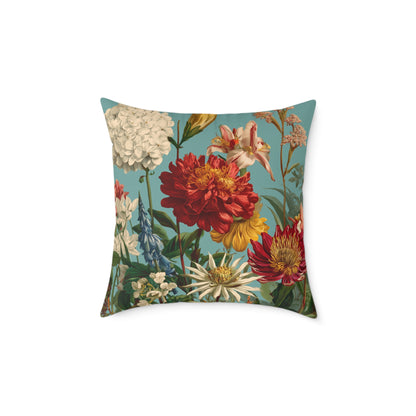 Scarlet & Ivory Floralscape - Square Poly Canvas Pillow