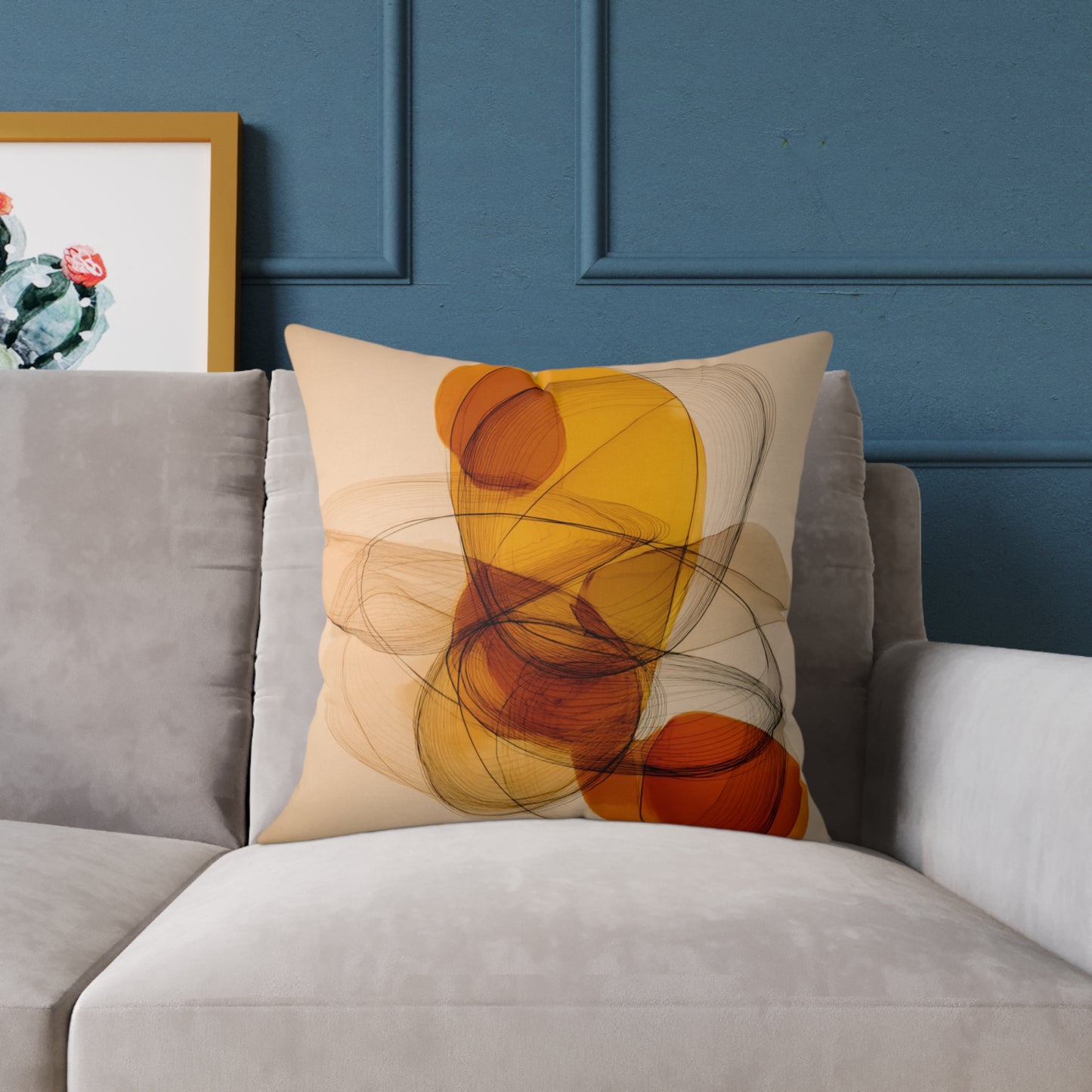 Amber Motion Orbit - Square Poly Canvas Pillow