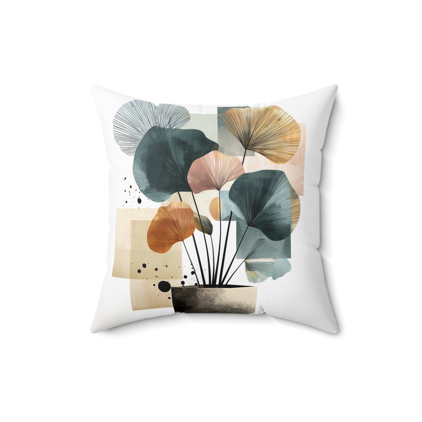 Nordic Vase Foliage - Spun Polyester Square Pillow