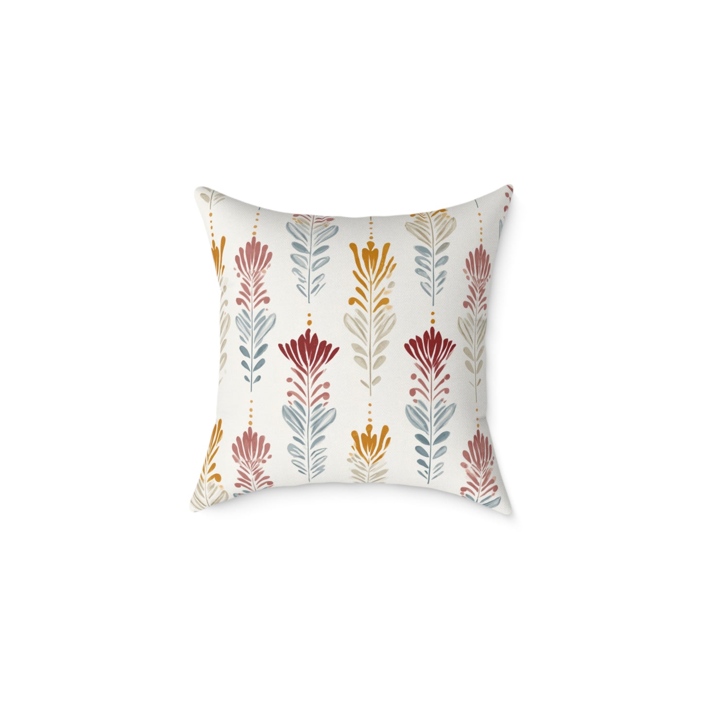 Ember Wildflower Ikat - Square Poly Canvas Pillow