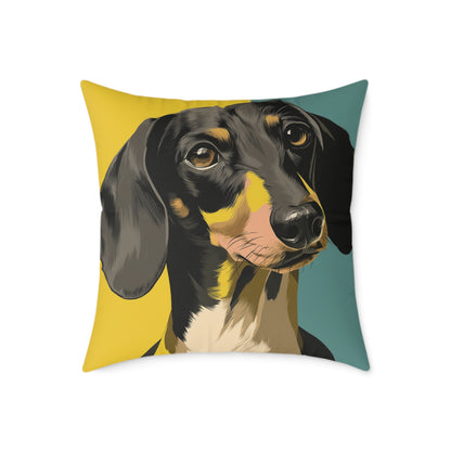 Dachshund Delight - Square Poly Canvas Pillow