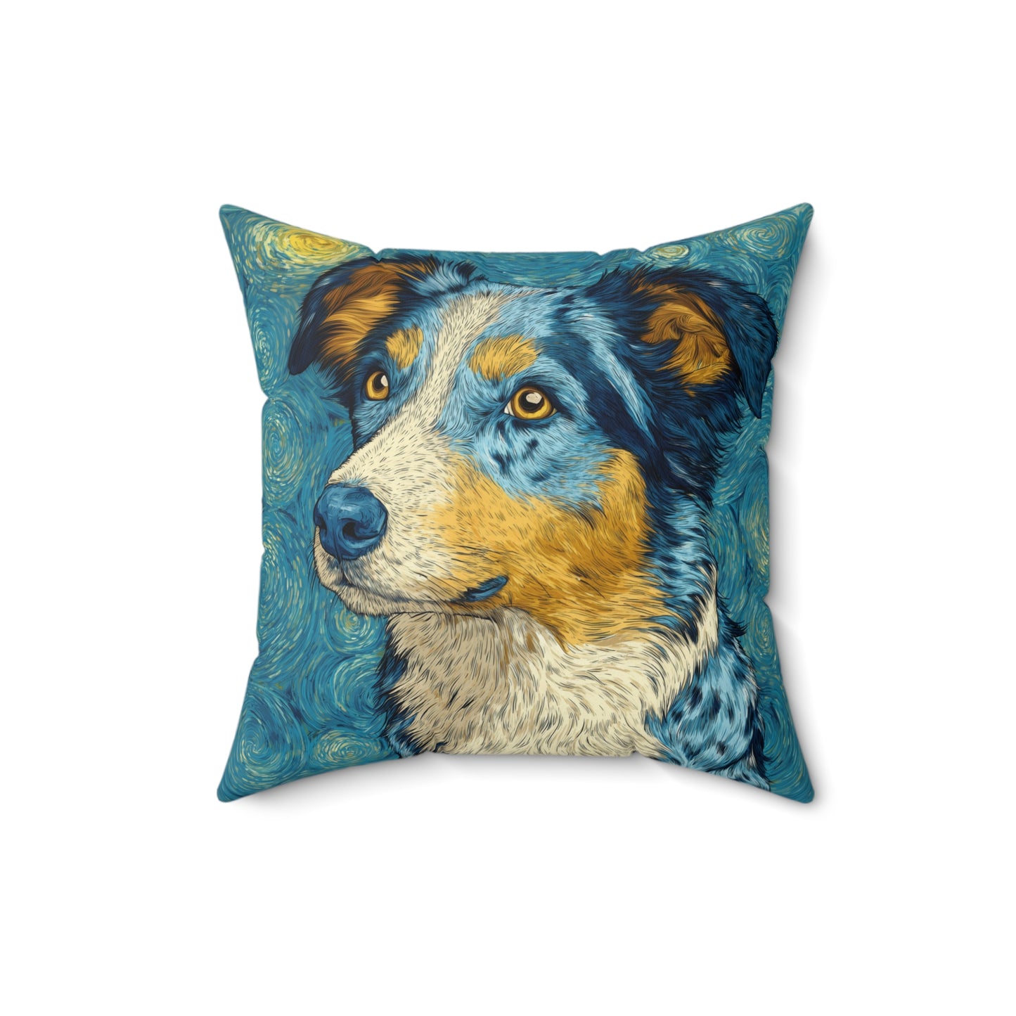 Cosmic Blue Collie - Spun Polyester Square Pillow