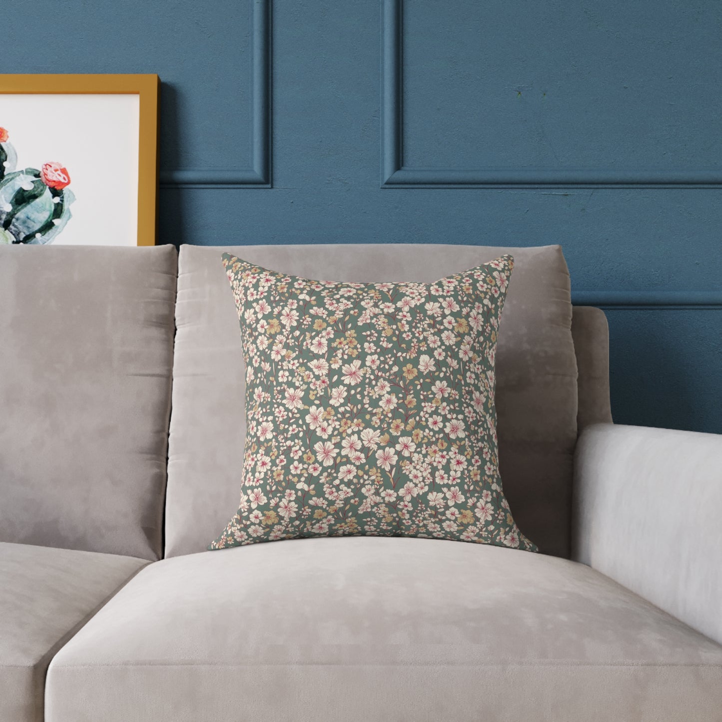 Soft Blush Field - Square Poly Canvas Pillow