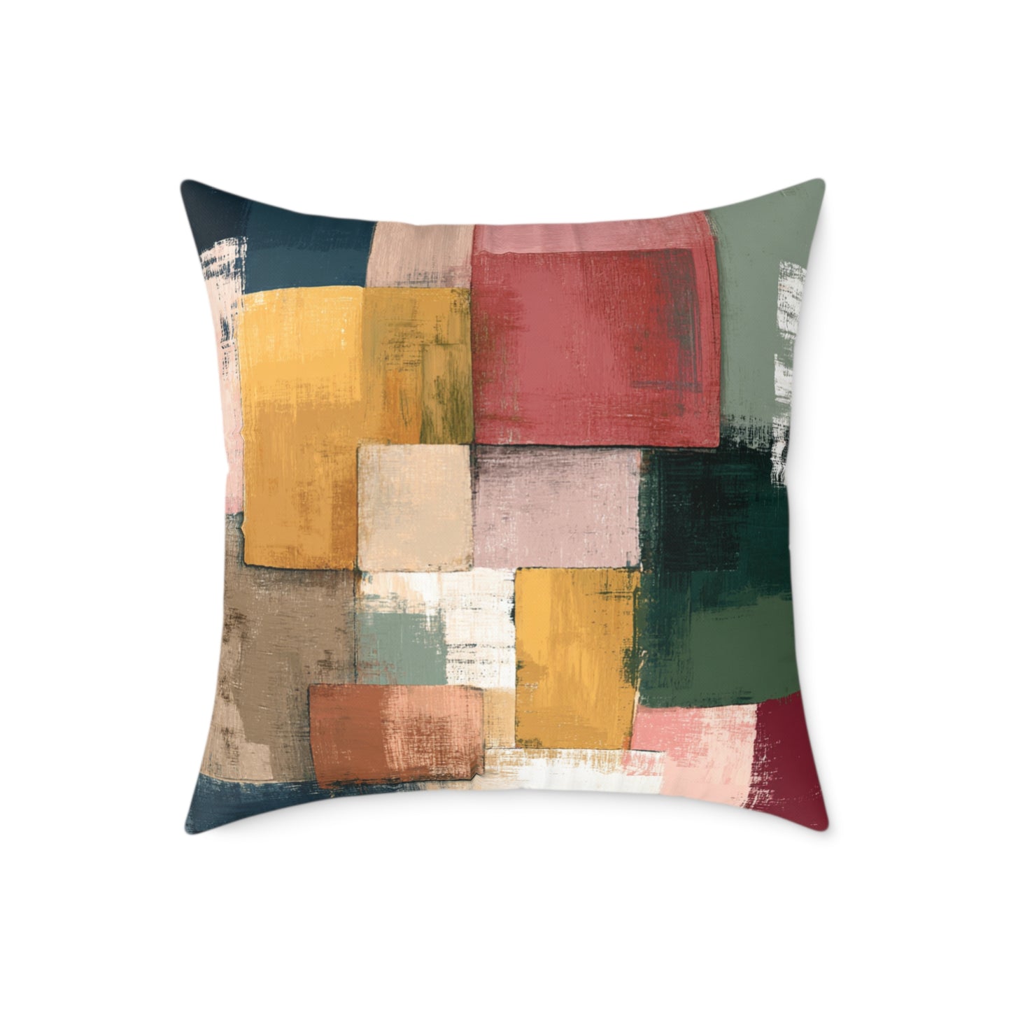 Harvest Block Mosaic - Square Poly Canvas Pillow