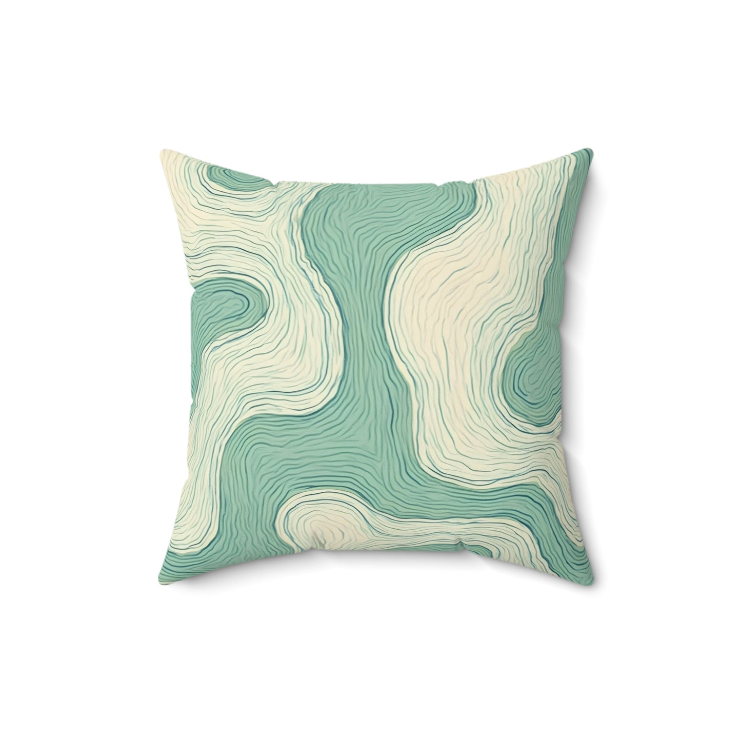 Seafoam Topography - Faux Suede Square Pillow