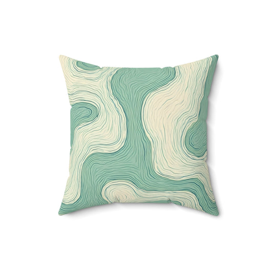 Seafoam Topography - Faux Suede Square Pillow