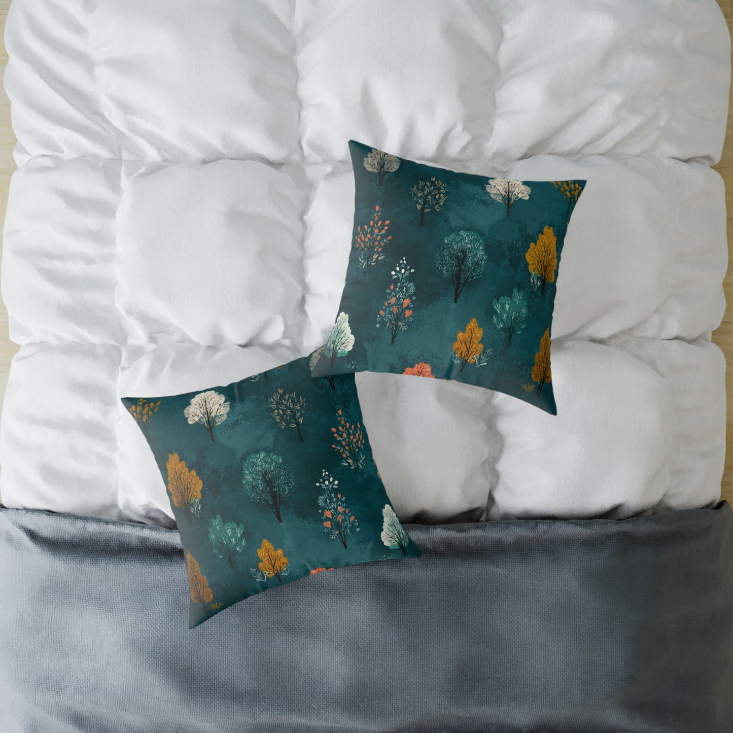 Autumn Orchard Night - Square Poly Canvas Pillow