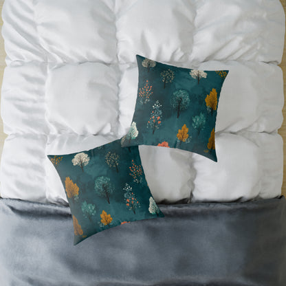 Autumn Orchard Night - Square Poly Canvas Pillow