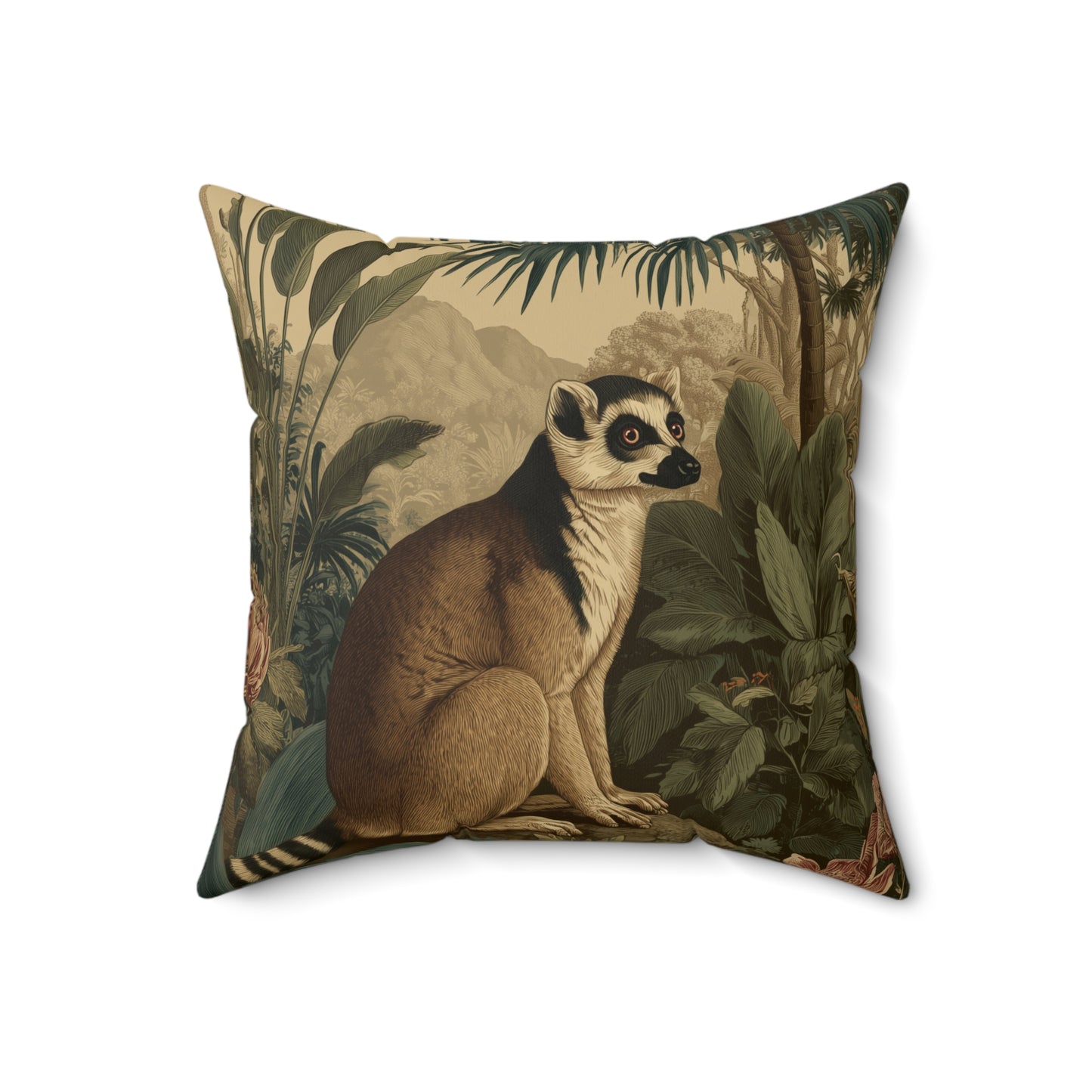Lemur Forest Watcher - Faux Suede Square Pillow
