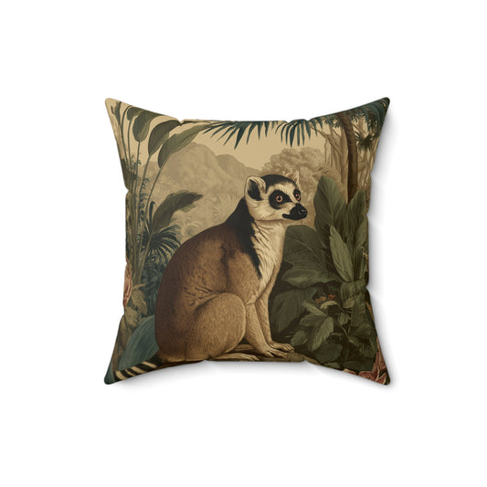 Lemur Forest Watcher - Faux Suede Square Pillow