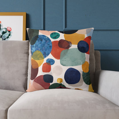 Retro Bubble Play - Square Poly Canvas Pillow