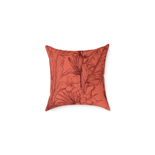 Terracotta Jungle Sketch - Square Poly Canvas Pillow