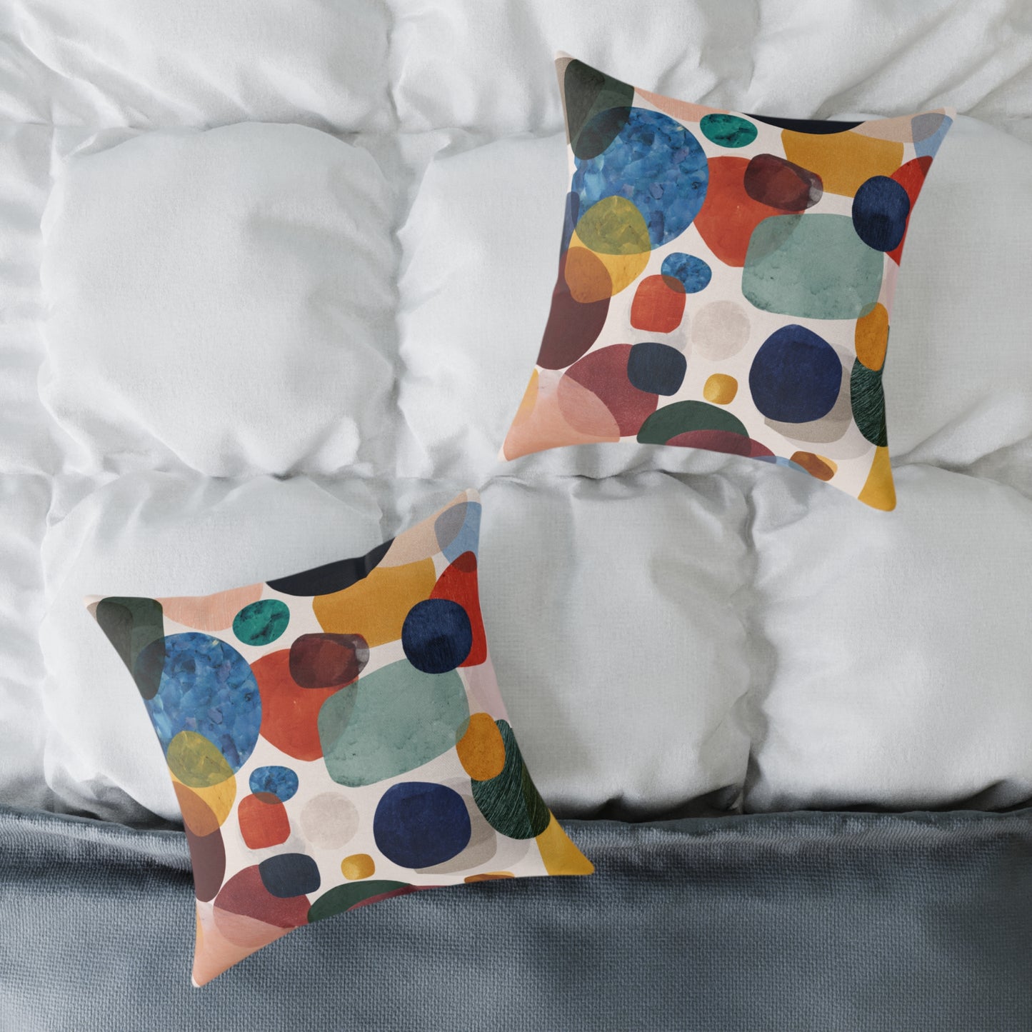 Retro Bubble Play - Square Poly Canvas Pillow