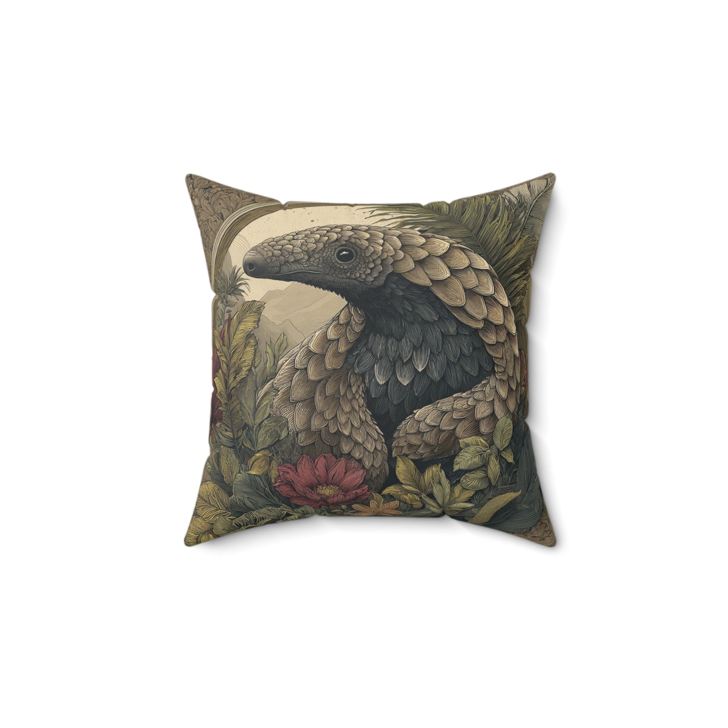 Woodland Pangolin Haven - Faux Suede Square Pillow