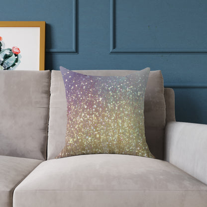 Golden Grassland Mist - Square Poly Canvas Pillow