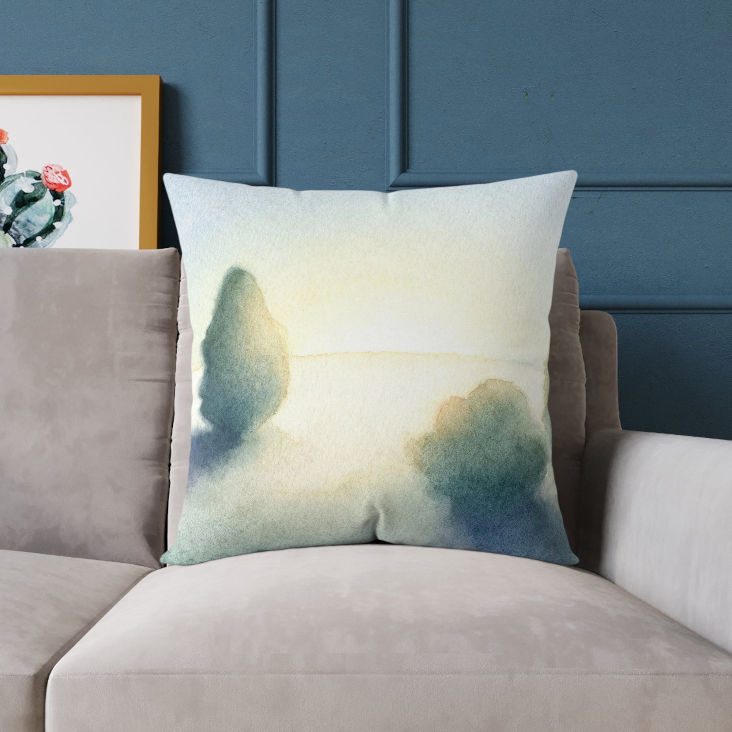 Pastel Tree Mist - Square Poly Canvas Pillow