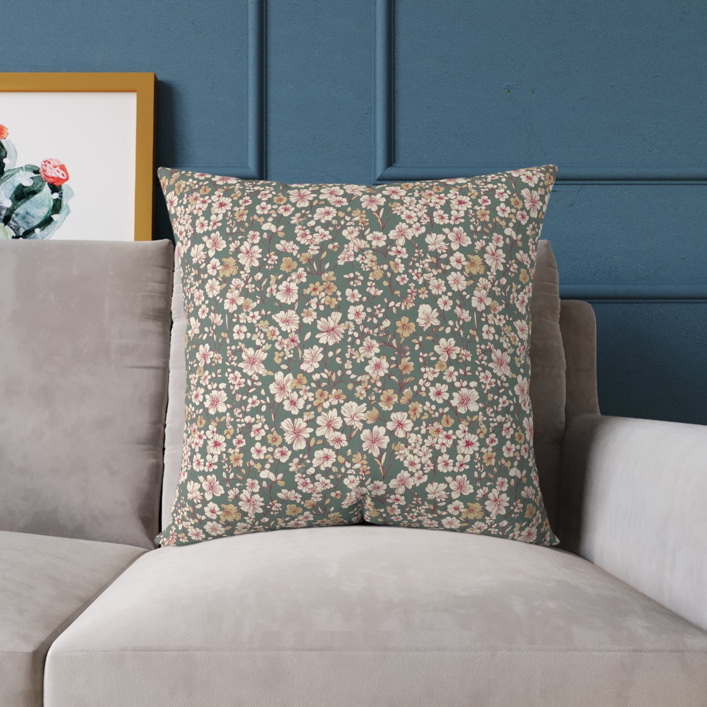Soft Blush Field - Square Poly Canvas Pillow